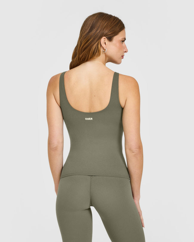 SoftMotion™ Scoop Neck Vest with White Logo | Alpine Green