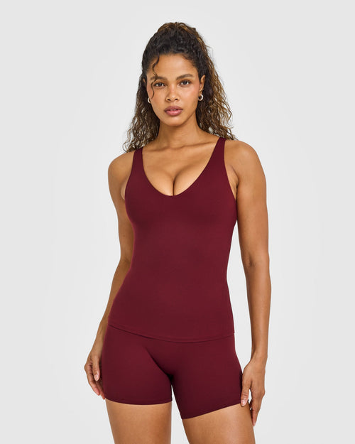 Oner Modal SoftMotion™ Scoop Neck Vest with White Logo | Light Rosewood