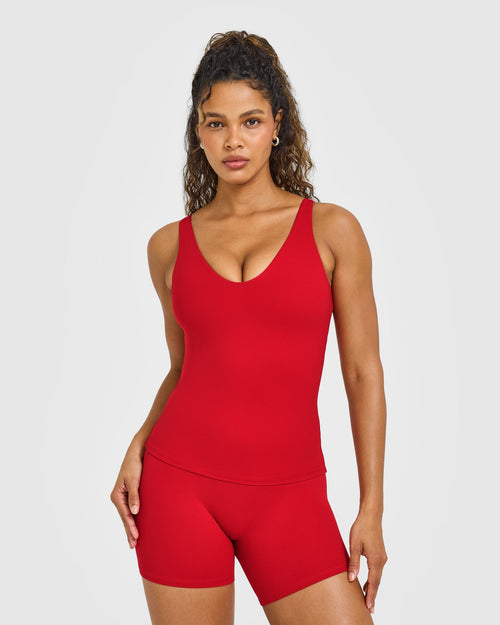 Oner Modal SoftMotion™ Scoop Neck Vest with White Logo | Light Toasted Red