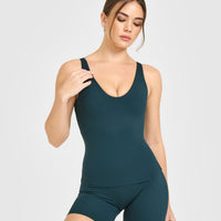 SoftMotion™ Scoop Neck Vest with White Logo | Oil Blue