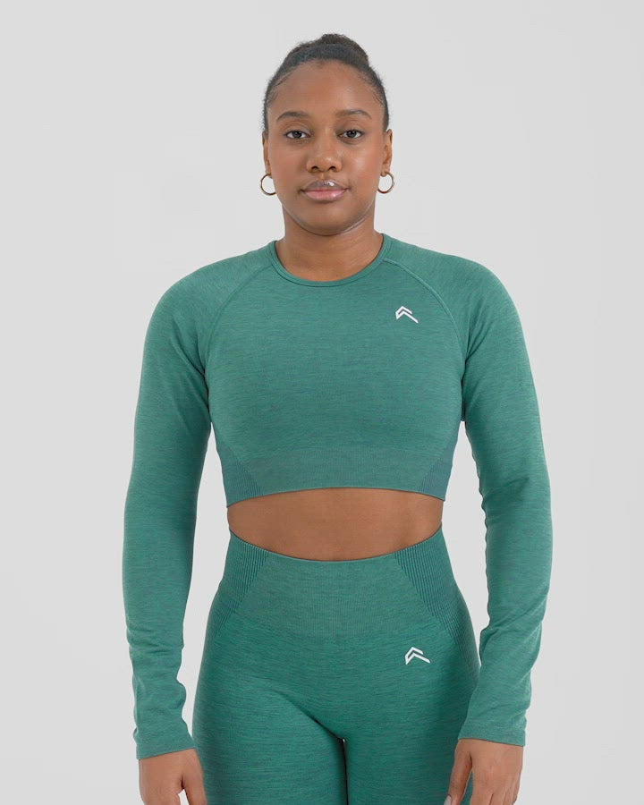 Long Sleeve Gym Crop Top Women Mineral Green Oner Active US