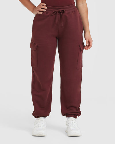 Ladies Joggers in Mulled Wine - Front Zip Pockets