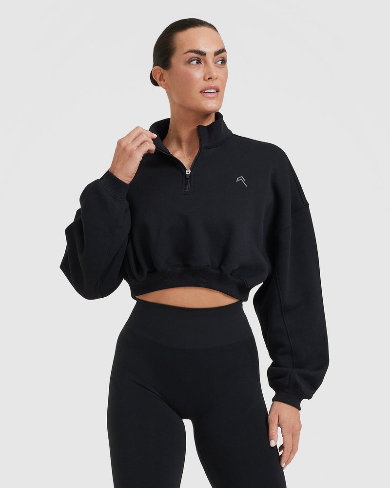 Black cropped shop quarter zip