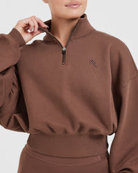 All Day Crop 1/4 Zip Sweatshirt | Chestnut