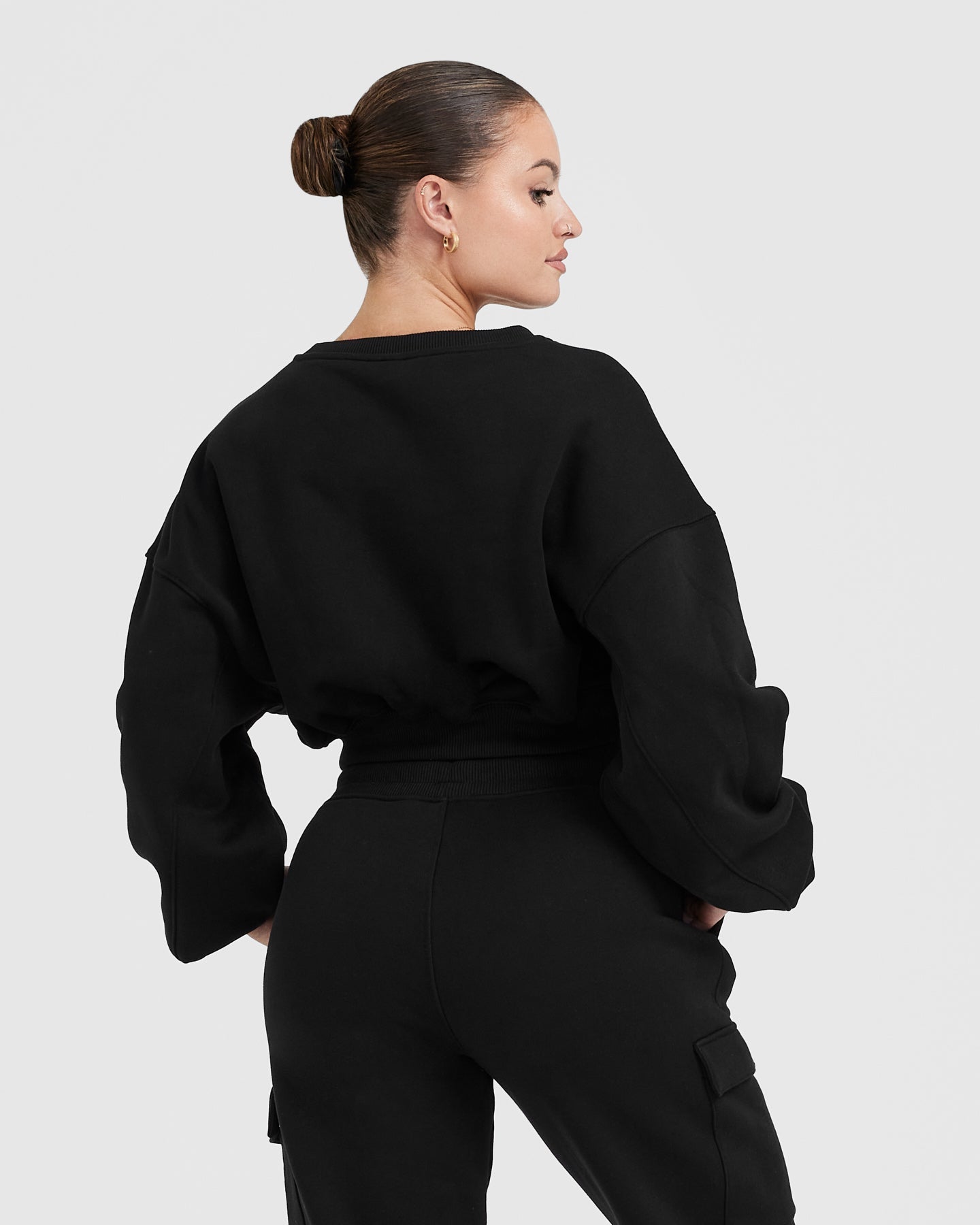 Black Crop Sweatshirt - V-Neck | Oner Active US