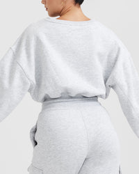 All Day Est 2020 Crop V-Neck Sweatshirt | Light Grey Marl
