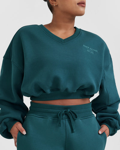 Cropped v neck discount sweatshirt