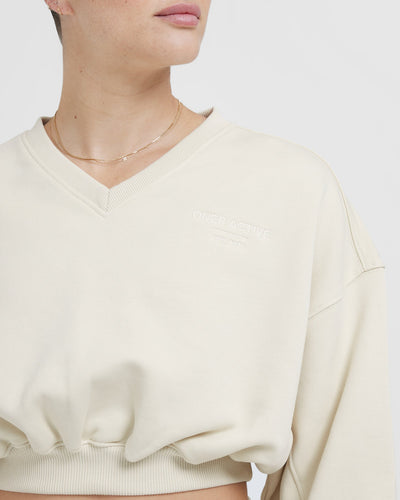 Cropped v neck sweatshirt sale