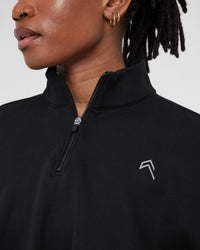 All Day Lightweight Crop 1/4 Zip Sweatshirt | Black
