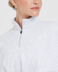 All Day Lightweight Crop 1/4 Zip Sweatshirt | Light Grey Marl