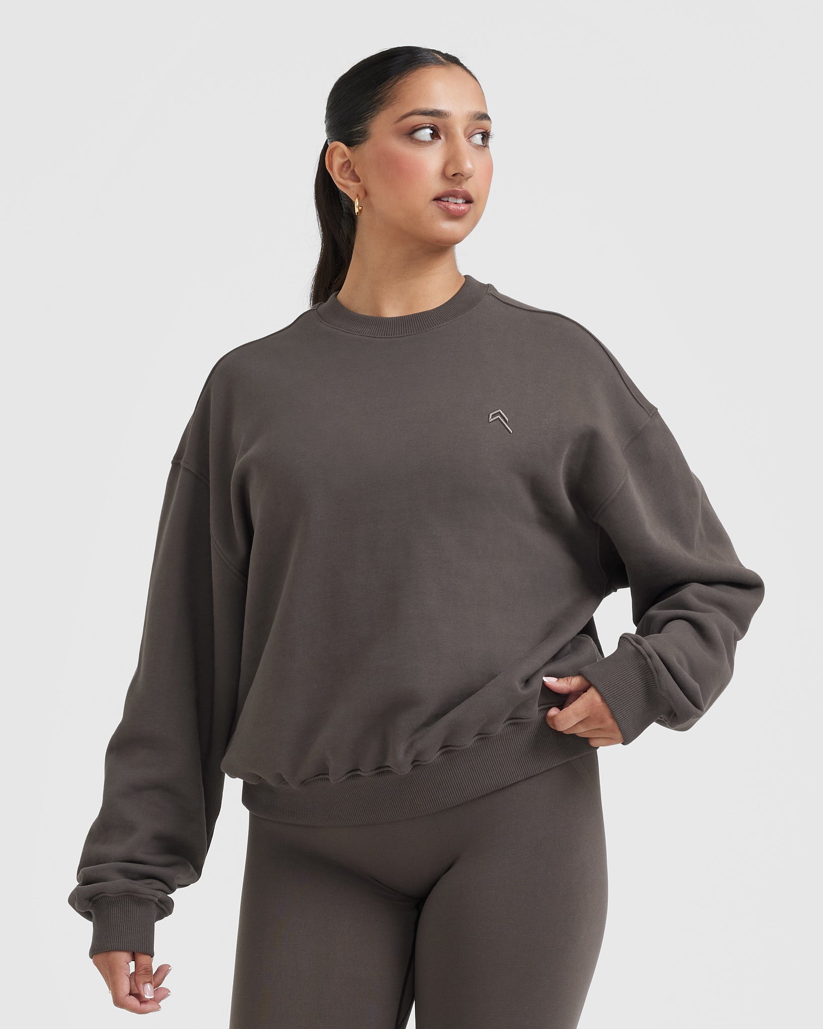 Ladies Oversized Sweatshirt - Deep Taupe | Oner Active US
