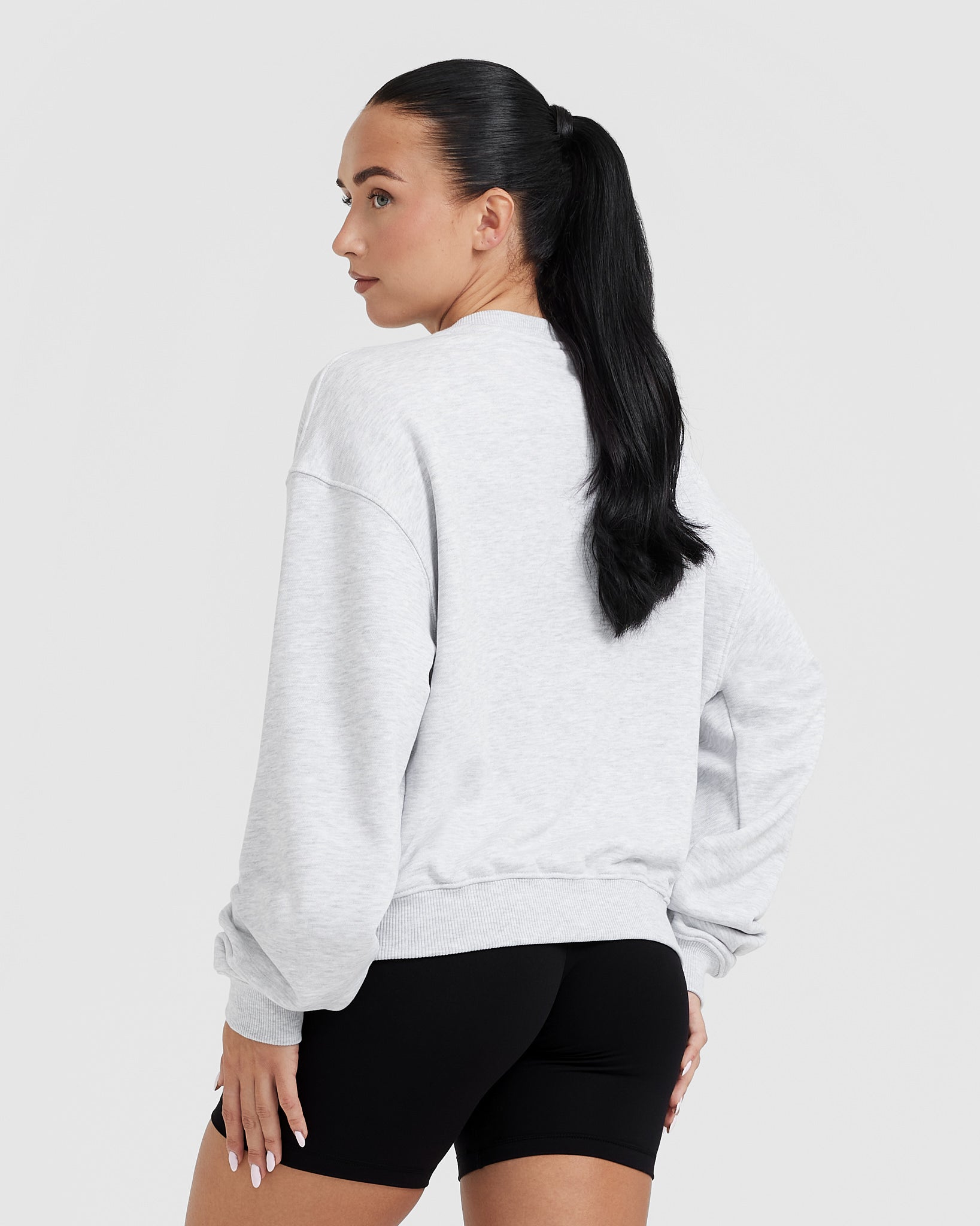 Grey Oversized Sweatshirt Women's in Light Grey Marl