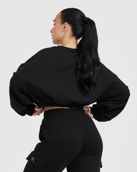 All Day Lightweight Oversized V-Neck Sweatshirt | Black