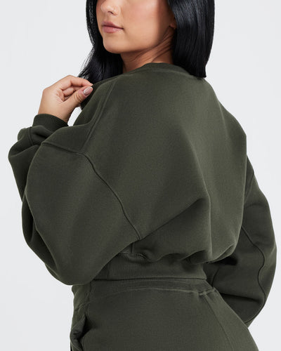 Oversized khaki sweatshirt top
