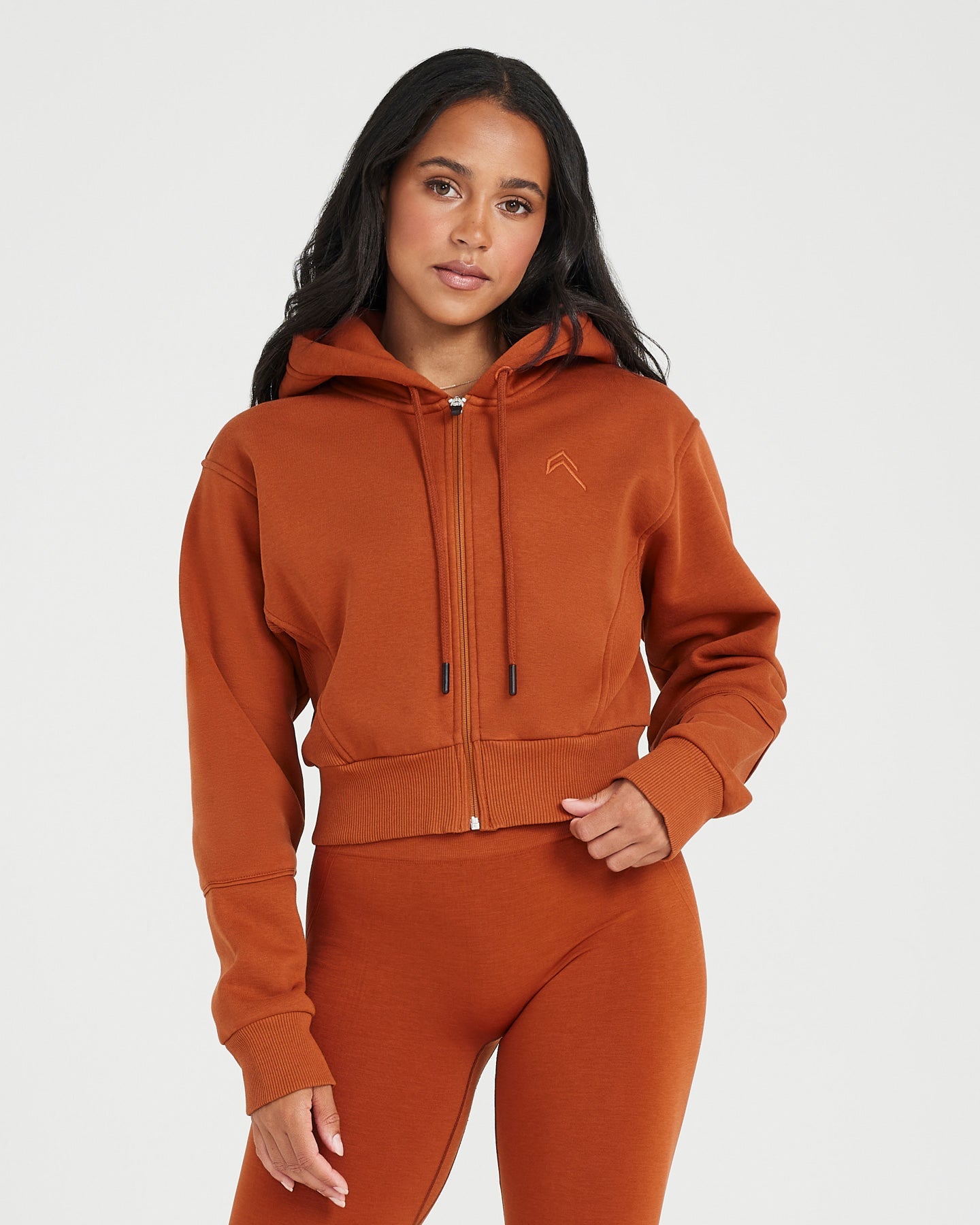 Cropped Zip Through Hoodie Women's - Warm Copper