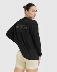 Classic Lifters Graphic Oversized Lightweight Long Sleeve Top | Black
