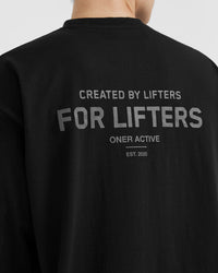 Classic Lifters Graphic Oversized Lightweight Long Sleeve Top | Black