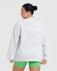 Classic Lifters Graphic Oversized Lightweight Long Sleeve Top | Light Grey Marl