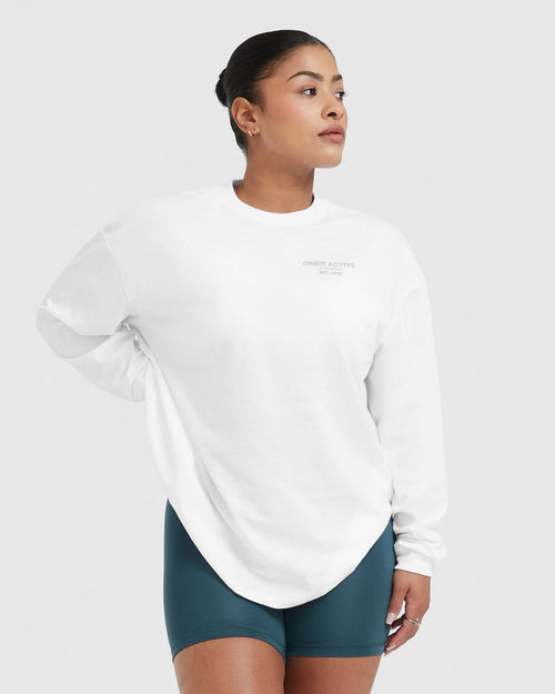 Oner Modal Classic Lifters Graphic Oversized Lightweight Long Sleeve Top | White