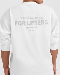 Classic Lifters Graphic Oversized Lightweight Long Sleeve Top | White