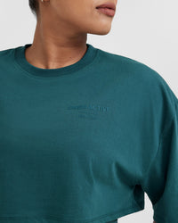 Classic Lifters Graphic Relaxed Crop Lightweight T-Shirt | Marine Teal