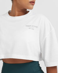 Classic Lifters Graphic Relaxed Crop Lightweight T-Shirt | White