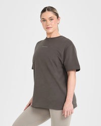 Classic Mirror Graphic Oversized T-Shirt | Washed Deep Taupe