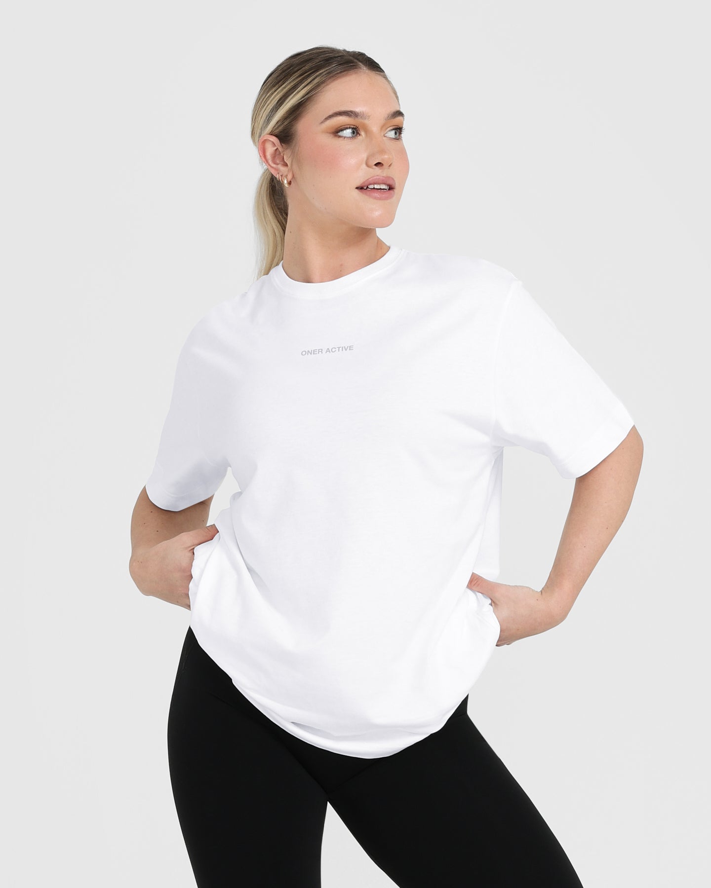Active White Cotton T-Shirt Oversized Oner Soft Touch | Women\'s -