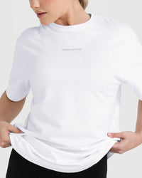 Classic Mirror Graphic Oversized T-Shirt | White