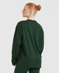 Classic Oversized Lightweight Long Sleeve Top | Pine Green