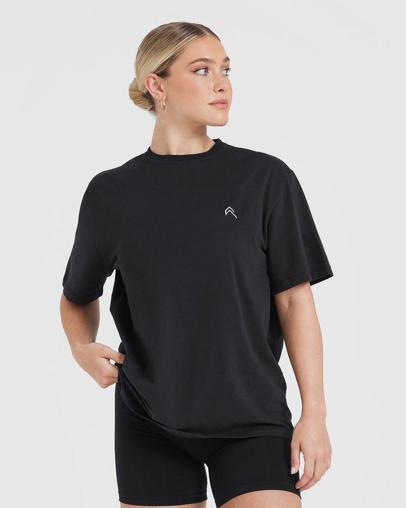 Women\'s Oversized Active T-Shirt Black Oner Lightweight US - |