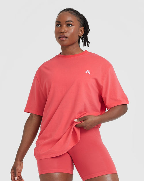 Oner Modal Classic Oversized Lightweight T-Shirt | Washed Sweet Red