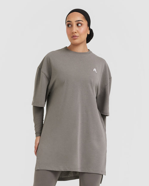 Oner Modal Classic Oversized Longline T-Shirt | Ash Grey