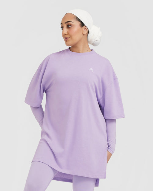 Oner Modal Classic Oversized Longline T-Shirt | Wisteria Purple
