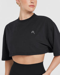 Classic Relaxed Crop Lightweight T-Shirt | Black