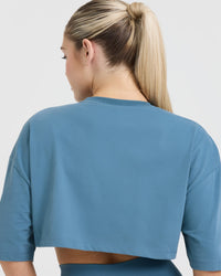 Classic Relaxed Crop Lightweight T-Shirt | Moonstone Blue
