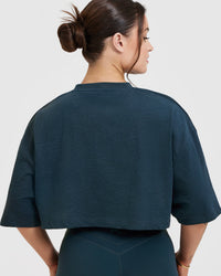 Classic Relaxed Crop Lightweight T-Shirt | Oil Blue