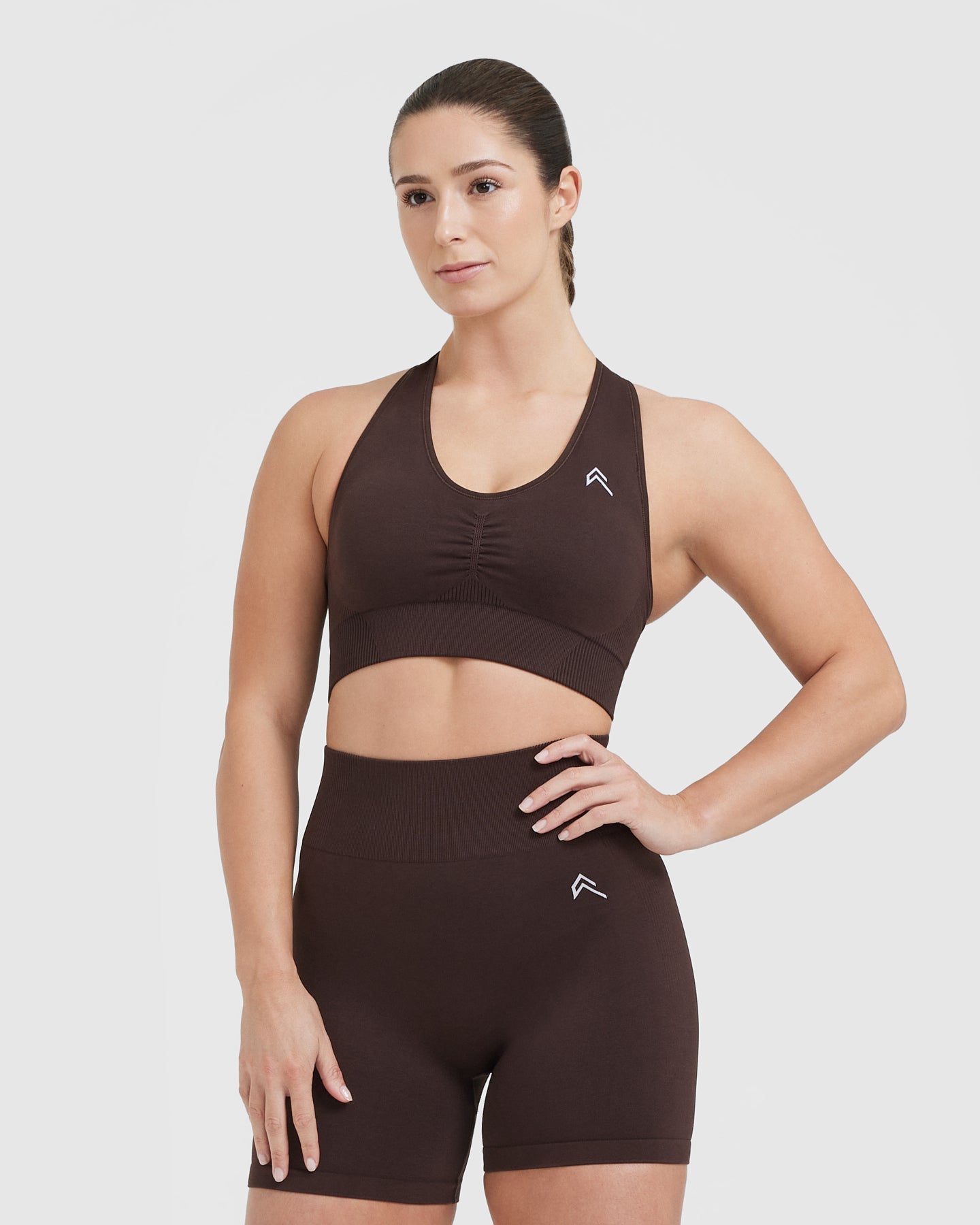 Classic Seamless 2.0 V-Neck Bralette 70% Cocoa Marl | Oner Active US