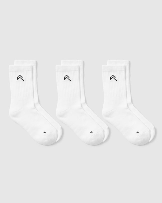 White Crew Socks Women's (3 Pack) Anti-Wicking | Oner Active US