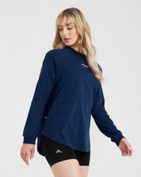 Graphic Oversized Long Sleeve Tee | Washed Midnight