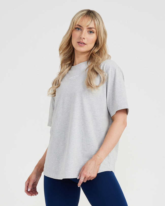 Society Oversized Short Sleeve T-Shirt in Heather Grey