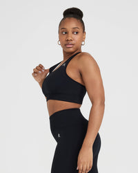 SEAMLESS BLACK BRALETTE - BLACK MARL | Oner Active US