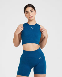 Classic Seamless 2.0 Crop Top | Petrol Blue Marl