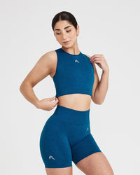 Classic Seamless 2.0 Crop Top | Petrol Blue Marl