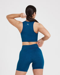 Classic Seamless 2.0 Crop Top | Petrol Blue Marl