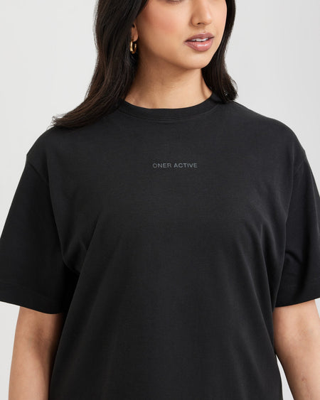 Black Graphic Oversized T-Shirt Women\'s | Oner Active US | T-Shirts