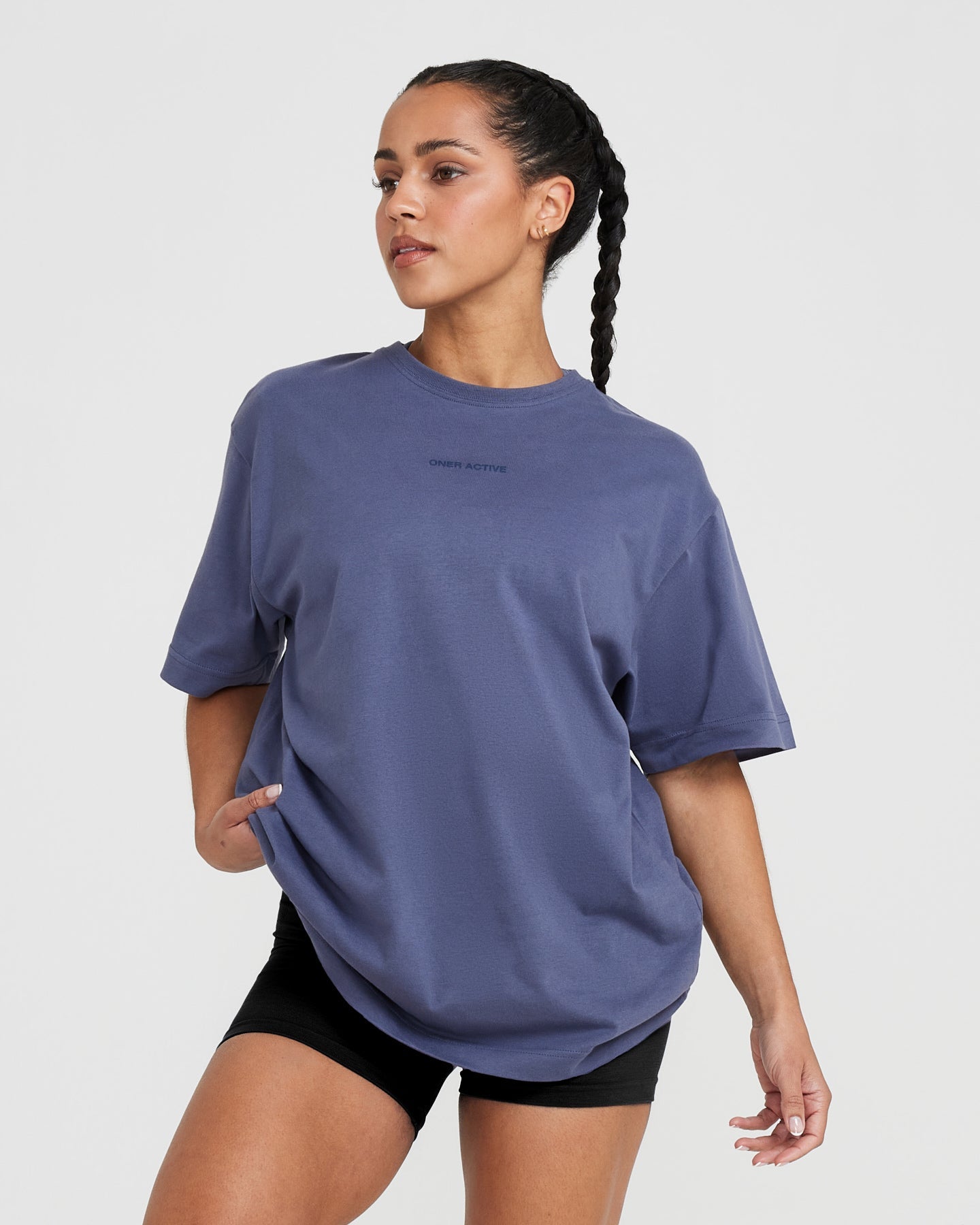Classic Mirror Graphic Oversized T-Shirt Washed Slate Blue | Oner Active US
