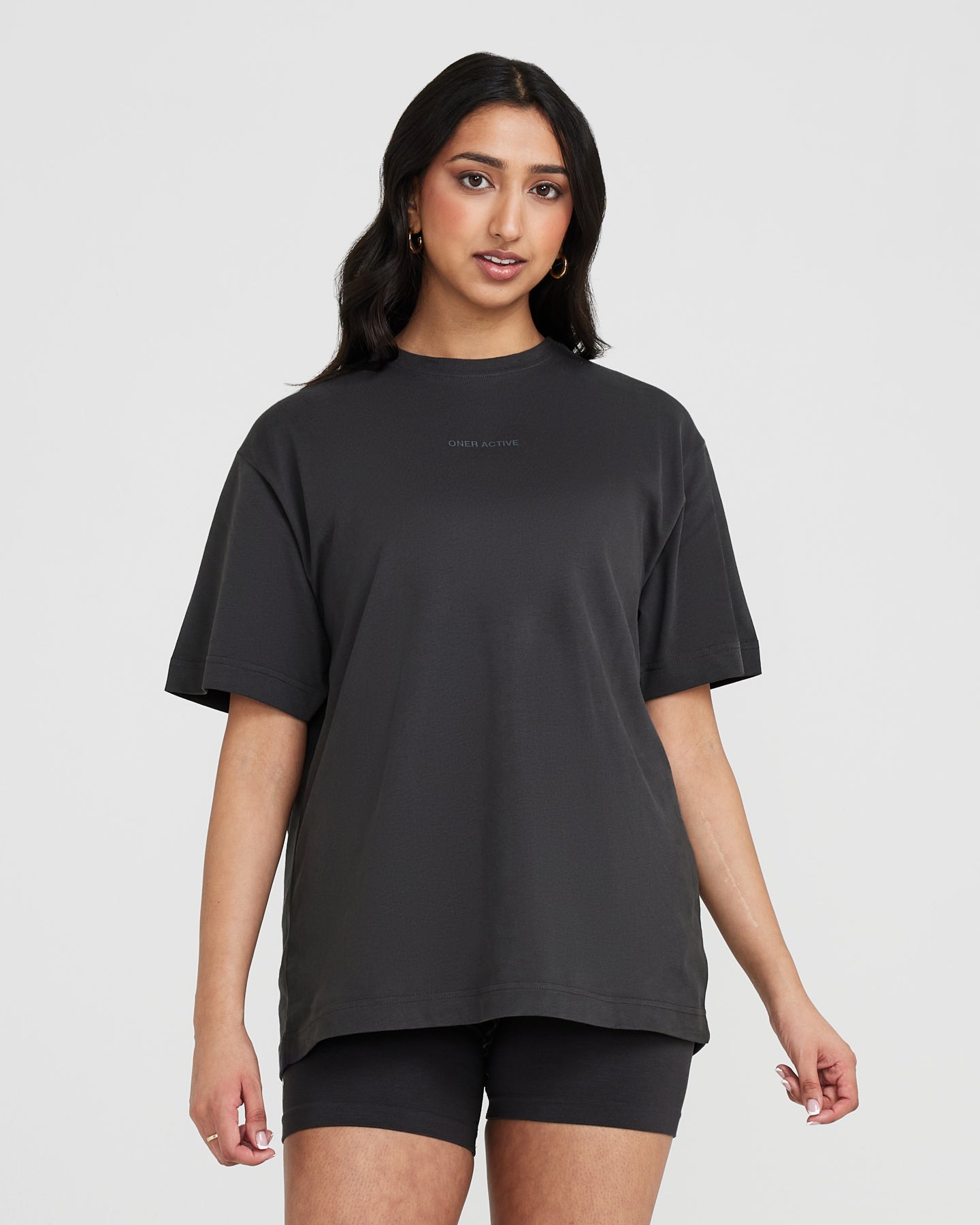 Oversized Graphic Tee Shirts Women's - Washed Coal | Oner Active US