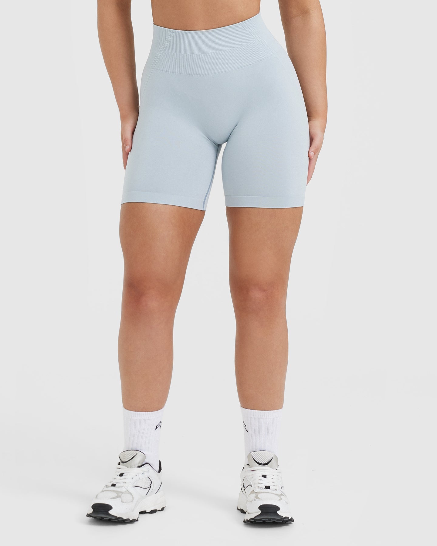 High Waisted Seamless Shorts - Women Ice Blue | Oner Active US