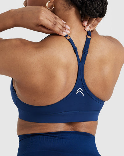 On The Rink One Shoulder Sports Bra in Navy